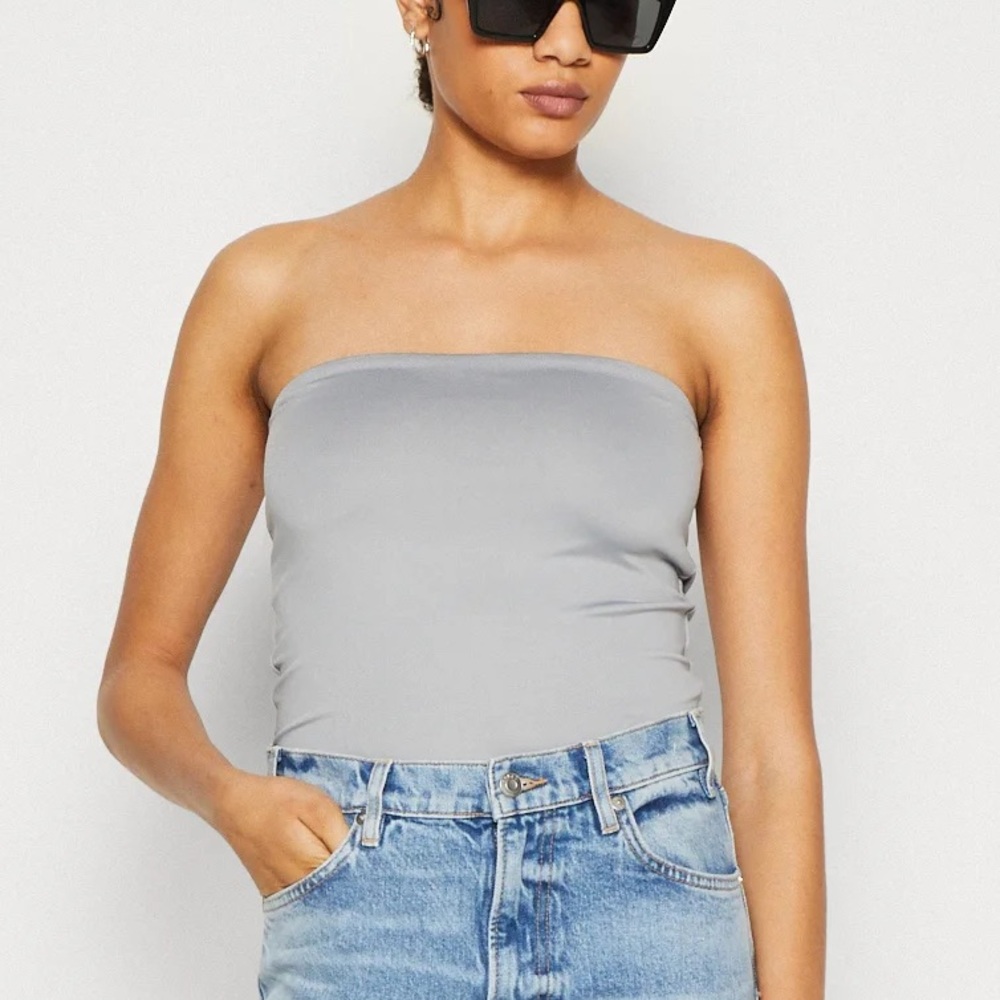 Abercrombie & Fitch BARE SLEEK SEAMLESS TUBE - Top - ‘puritan gray’ NWT